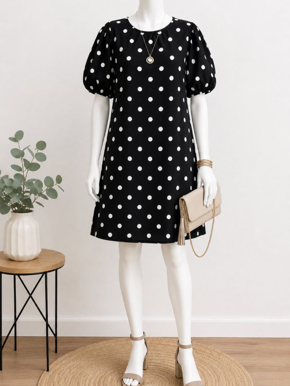 New York & Company Black Polka Dot Dress – Size 16W – NWOT